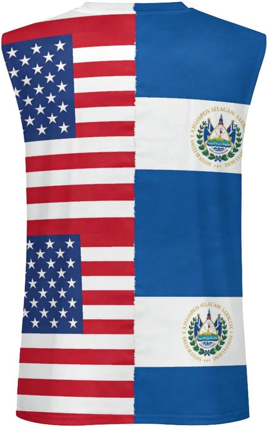 U.S.A. El Salvador Flag Men's Sleeveless Shirt Small