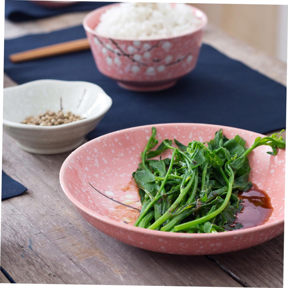 Alipis Vajilla Japonesa Rosa con Cuencos Platos Tazas y Cubiertos para Hogar y Restaurante