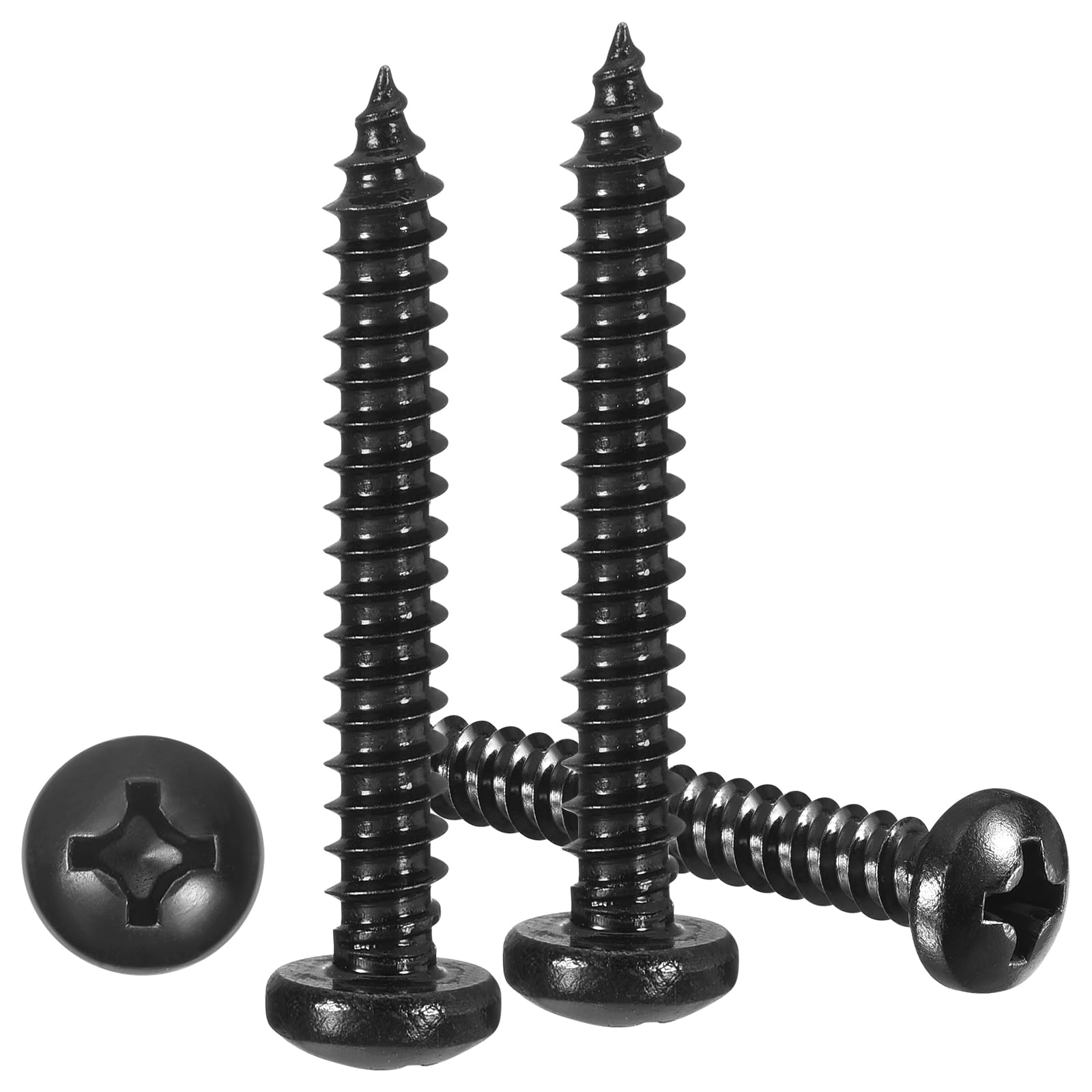 METALLIXITY Phillips Pan Head Self Tapping Screws(#8x1-3/8") 100Pcs, 304 Stainless Steel Self Drilling Screw for Metal Wood Plastic, for Cabinet Wall Shutter Plate Rock Furniture, Black — image 1
