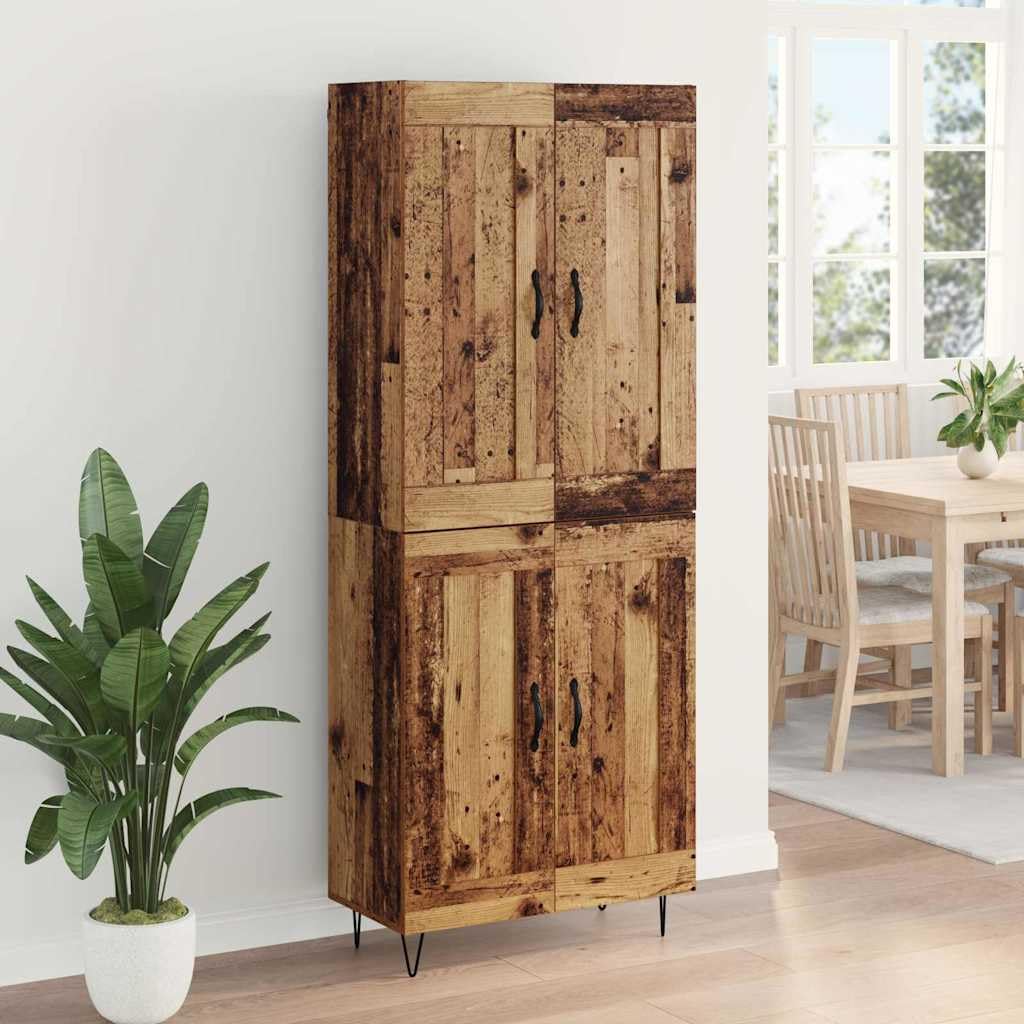 Armadio alto, effetto legno anticato, 69,5 x 34 x 180 cm, 2 pezzi