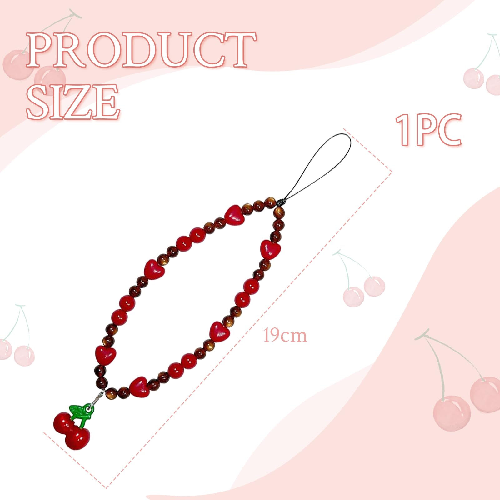 Chaîne de Pendentif pour Téléphone Portable, Charme Universel, Cordon Cherry, Bracelet Kawaii