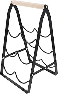 PRETYZOOM Foldable Iron Wood Wine Rack Corner Storage Organizer Multifunctional Bar Bottle Holder for Home Countertop Display and Beverage Storage