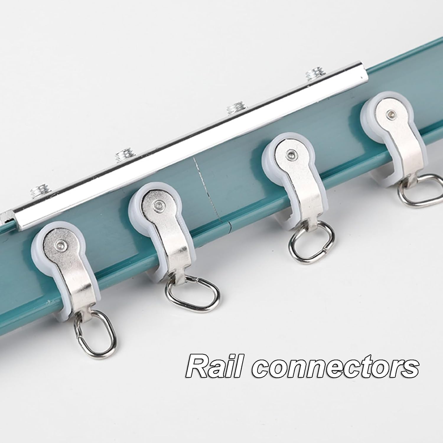 Curtain Track Aluminium Curtain Rails Stainless Steel Mute Pulley Triple Sound Deadening Curtain Track Kit Perforated Ceiling Track Privacy Partition(Blue,8.9ft)