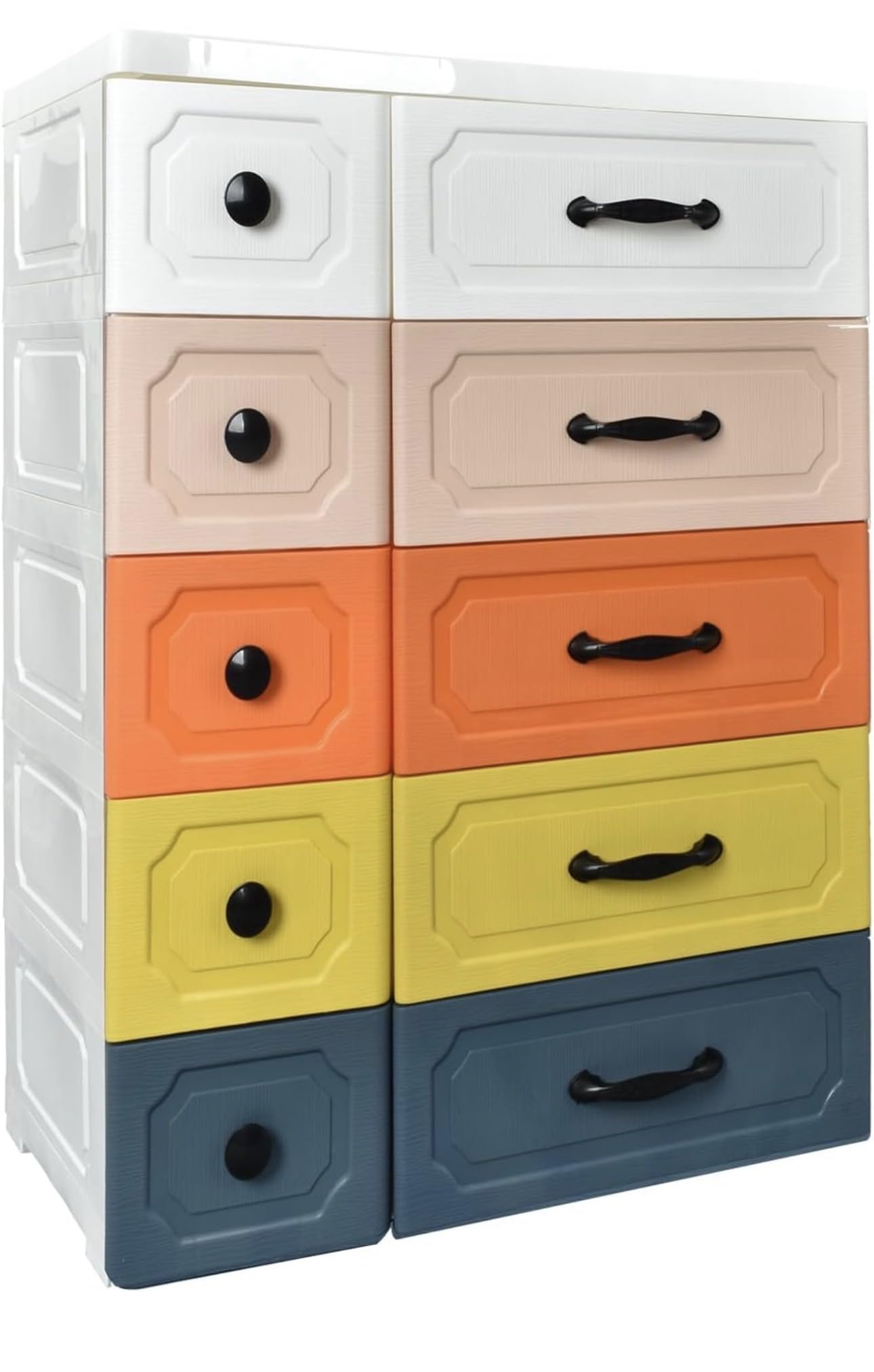 Premium Plastic Storage Cabinet,Tall Standing Dresser,5 Layers Storage Organizer with Drawers,Colorful Drawers Chest Organizer for Playroom,Bedroom (Large), 10 Drawers-image-23