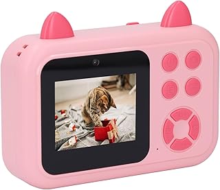 Cámara de Impresión de Niños 24MP HD Foto Video Cámara de Grabación con Tecnología de Reconocimiento Facial para Entretenimiento Creativo (Rosado)
