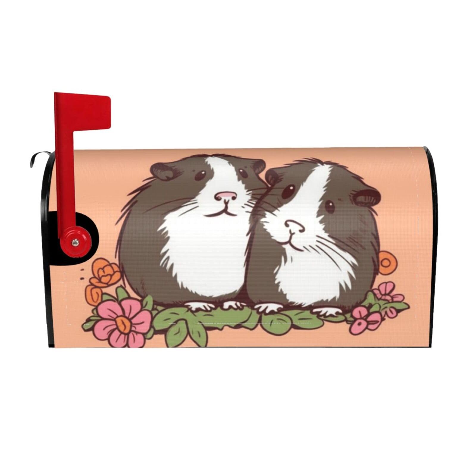 Two Guinea Pigs Hanging Mailbox Covers Magnetic Wraps Post Letter Box Cover Garden Home Decor 25.5x21 in
