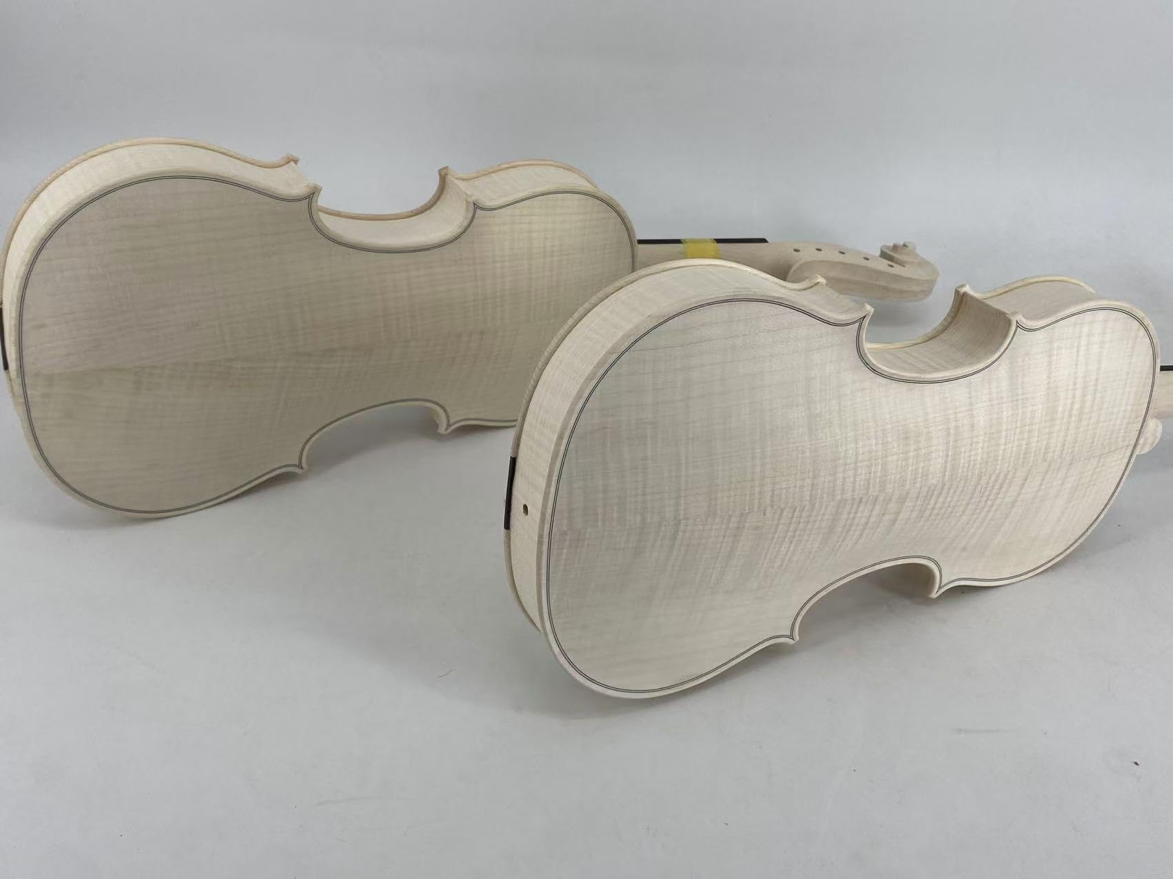 Yinfente Violín blanco hecho a mano 4/4 de tamaño completo, parte trasera y laterales de arce de llama, violín acústico de 4 cuerdas, para estudiantes, principiantes sin terminar (Guarneri)