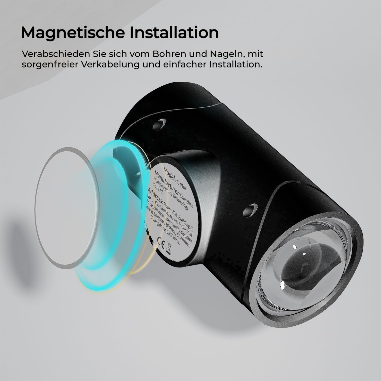 LED-Nachtlicht Kabellose LED Wandleuchte mit Bewegungssensor, Schwarz 4X