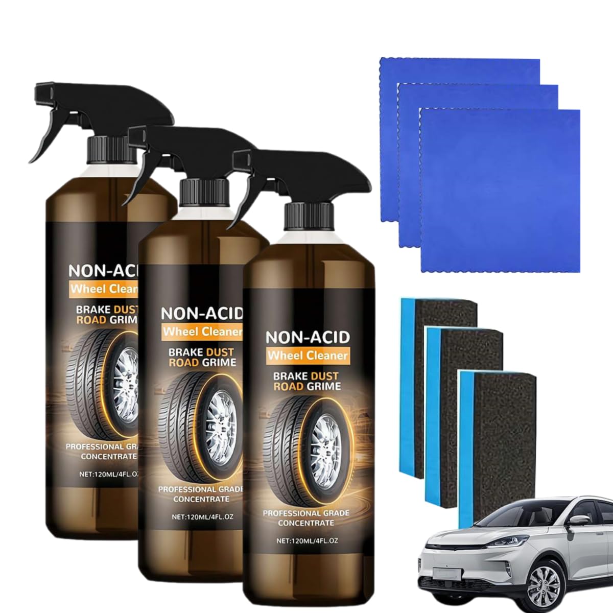 3set Wheel Blaze Cleaner, Wheelblaze Wheel Cleaner, Multi-Purpose Wheels Care Cleaners, Versatile and Powerful Rust Converter, Turn Filthy Wheels Into Instant Shine and Lasting Protection