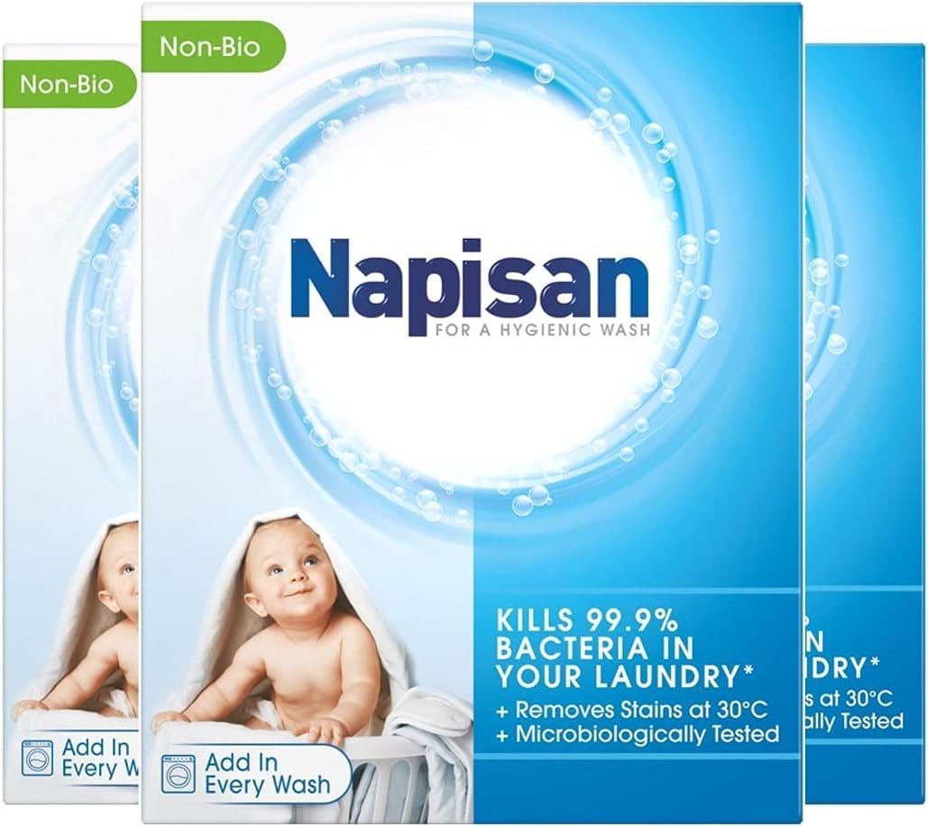 Non Bio Stain Remover Powder, 800g, Pack of 3, Kills 99.9% Bacteria in Your Laundry for a More Hygienic Wash, Disinfectant & Stain Remover Even at 30°C, 78 Washes