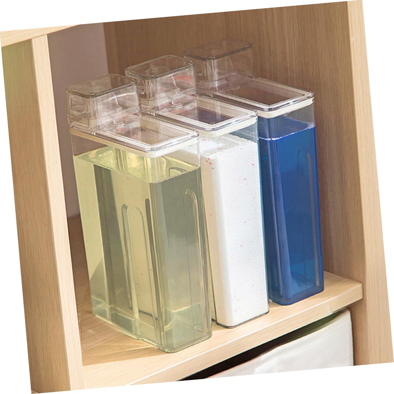 Cabilock Dispenser per Detersivo Bucato Trasparente Grande Capacità, Bottiglie Ricaricabili per Lozioni, Contenitori Salvaspazio per Lavanderia Domestica e Uso Professionale, Set da 2