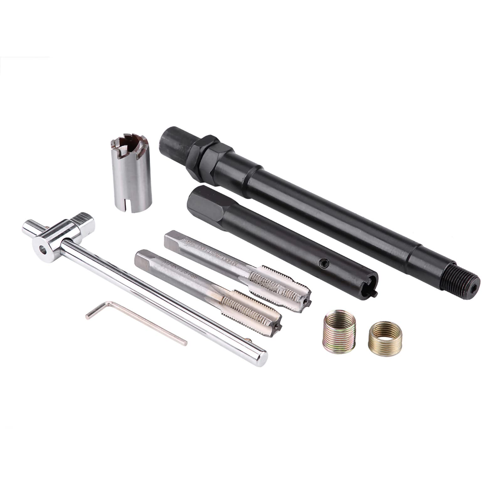 Kit di Riparazione Filettatura Candela M14x1,25, 25 Pezzi, Bussola Girevole Magnetica con Maschi, Set Attrezzi in Acciaio Rapido con Custodia per Auto, Camion e Motori a Benzina