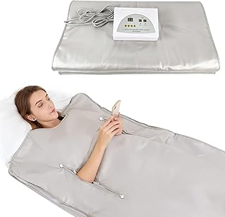 Infrarot Saunadecke 2 Zonen, Digitale Ferninfrarot-Heizdecke aus Oxford mit Reißverschluss, Tragbare Wärmedecke mit Fernbedienung für Schwitzen & Heimsauna & Beauty Salon