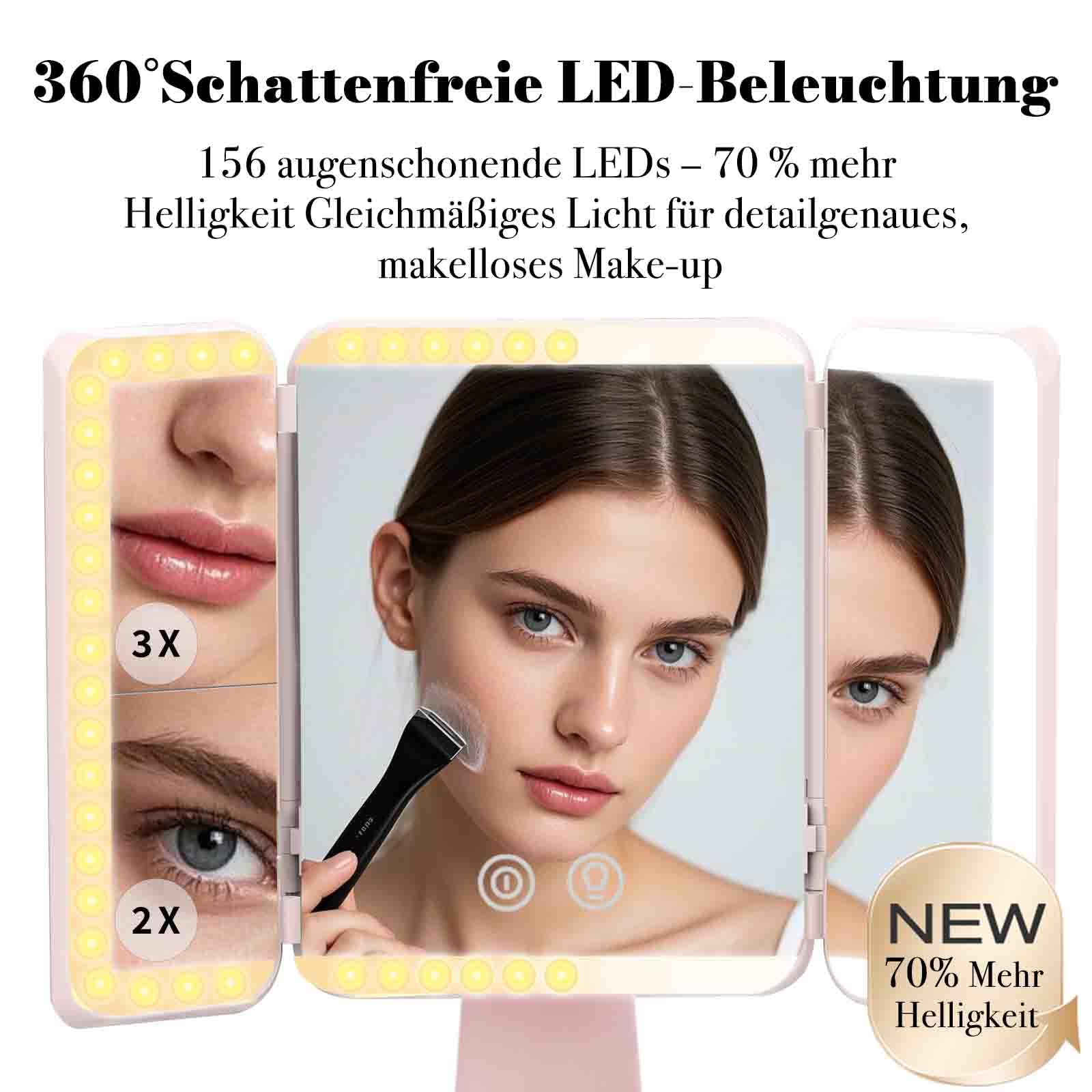 SIMETRA Schminkspiegel mit Beleuchtung, Wiederaufladbarer Kosmetikspiege
