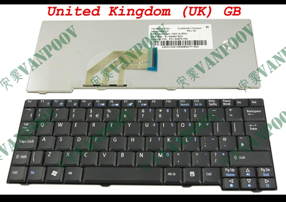 Genuine New US Laptop keyboard for Acer Aspire One Series 8.9" 531H D150 D250 P531 AOA150-BW A110 KAV10 AOA150 AOD150 AOD250 ZG5 ZG8 Black | MP-08B43U4-9201 698 KB.INT00.513 AEZG5R00010 9J.N9482.01D