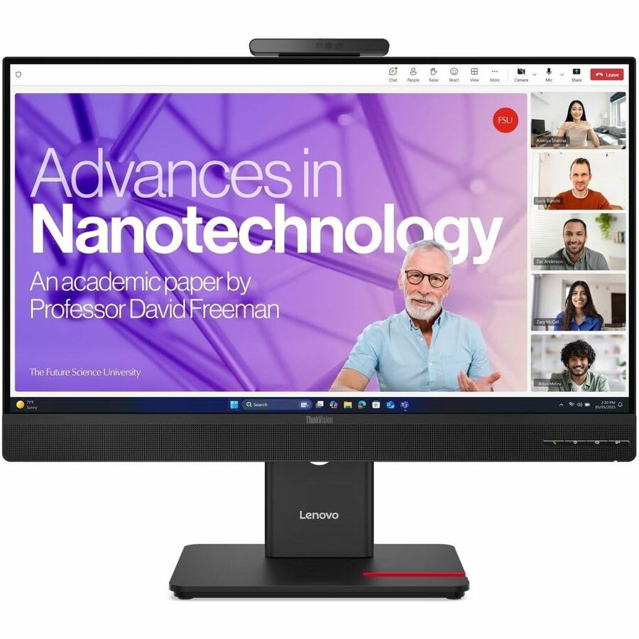 Image of Lenovo ThinkVision T24-4v 24 inch Webcam Full HD LED Monitor, Eclipse Black
