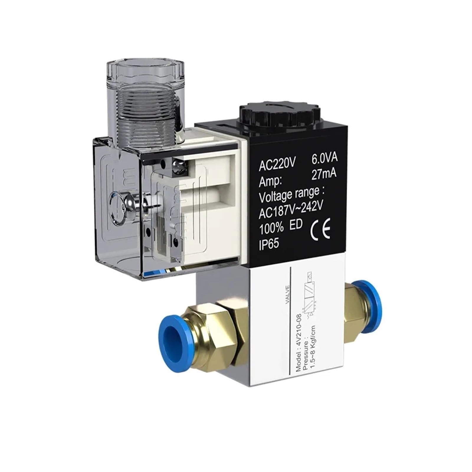PXQCHAVLN Air Solenoid Valves 2V025-08 2 Position 2 Port 1/4" Normally Closed Valv Pneumatic Solenoid Valve 12V 24V 110V 220V Volt(2v025-08 W Btpc1202)