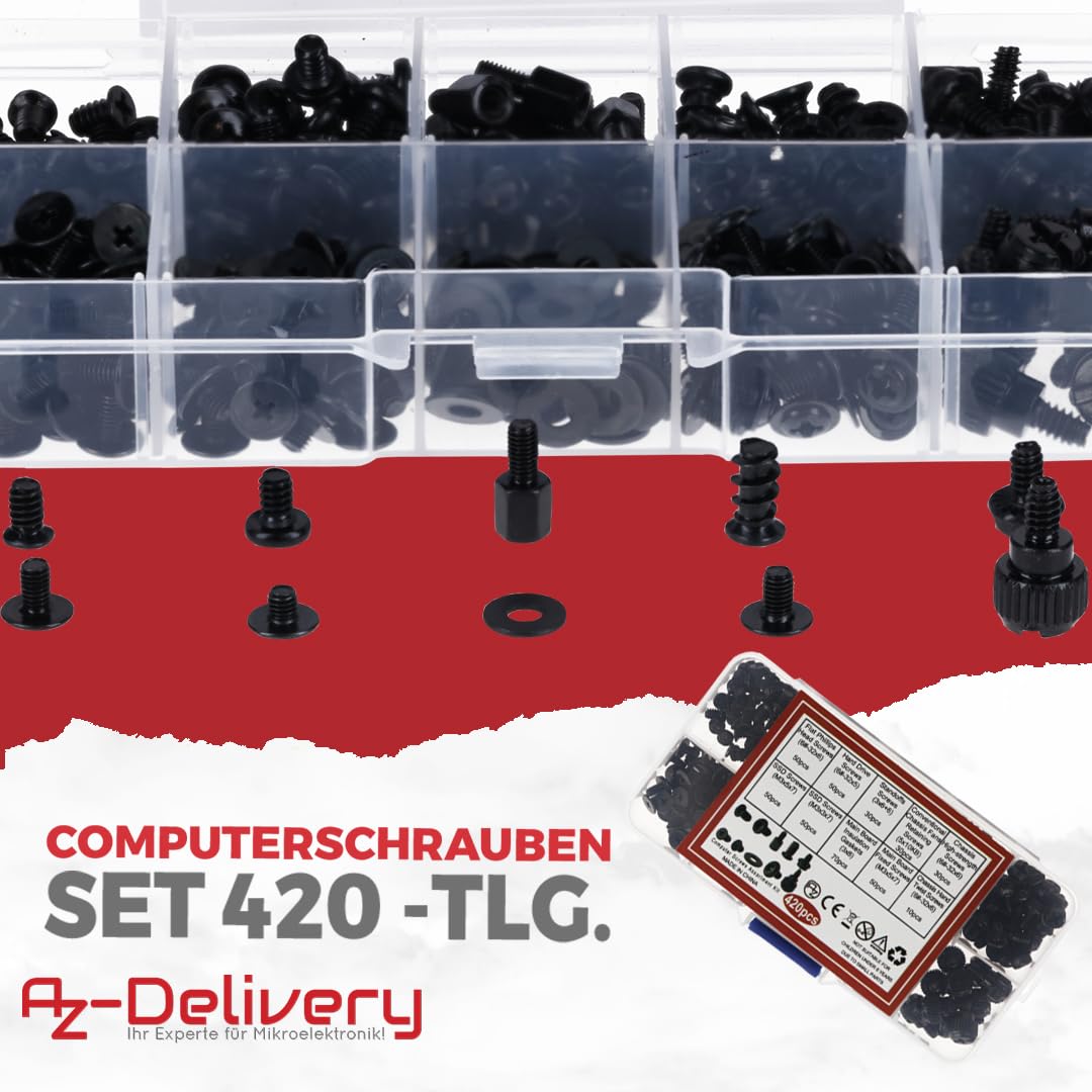 AZDelivery Set di 420 viti per PC - Viti per scheda madre, alloggiamento e ventole