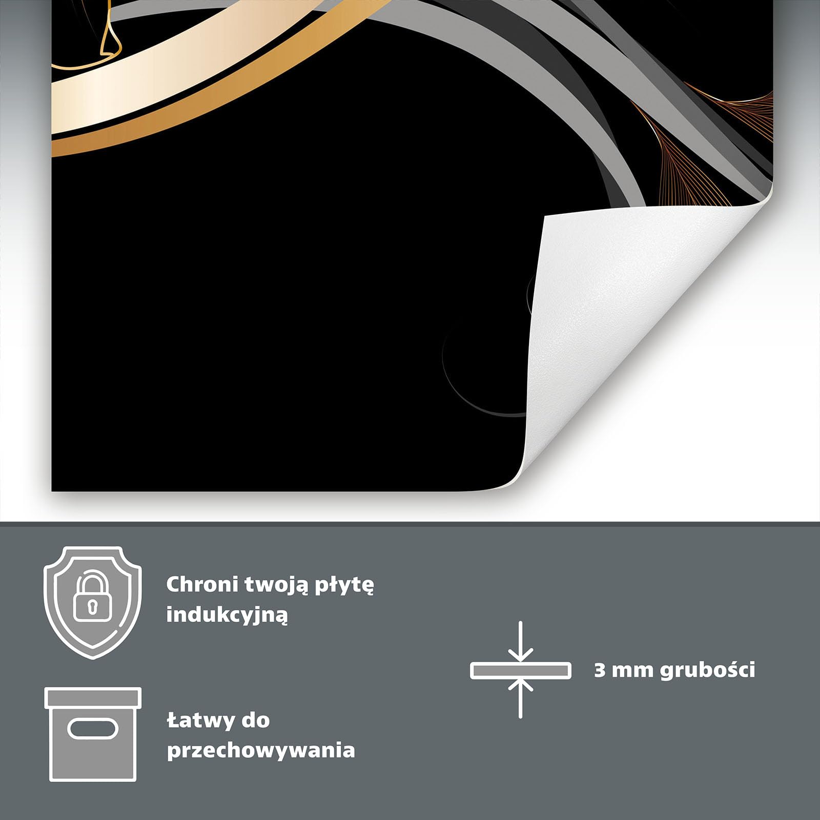 Copertura Tappetino Piano Induzione 30x52 cm Cucina Coprifornelli Protezione per Piano Induzione - nero - orchidea
