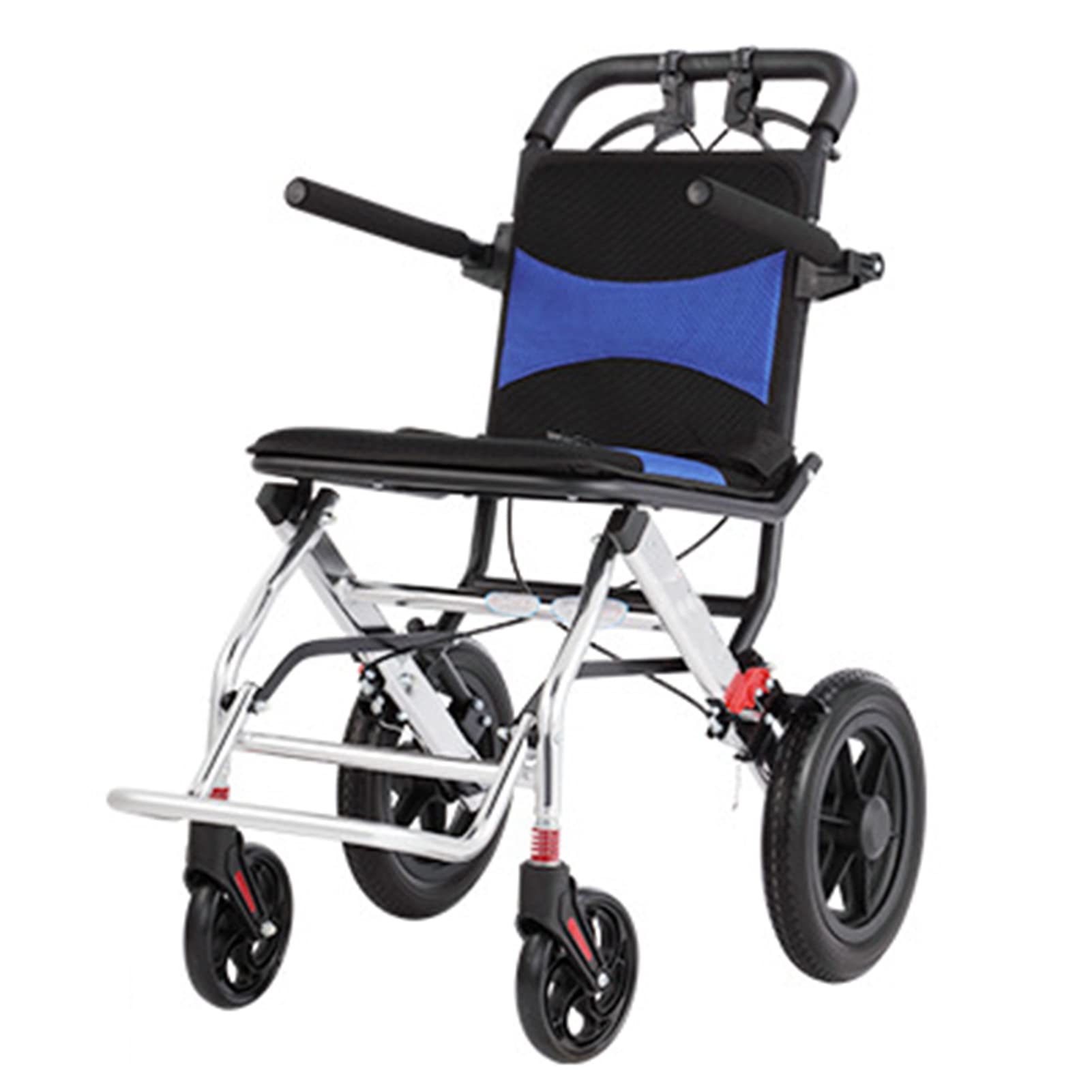 Lekkie Wózki Inwalidzkie Do Podróży ， Aluminiowa Mała Skłarama Wózka Ultra Lekkie Urządzenielne/Blue/12 Inch