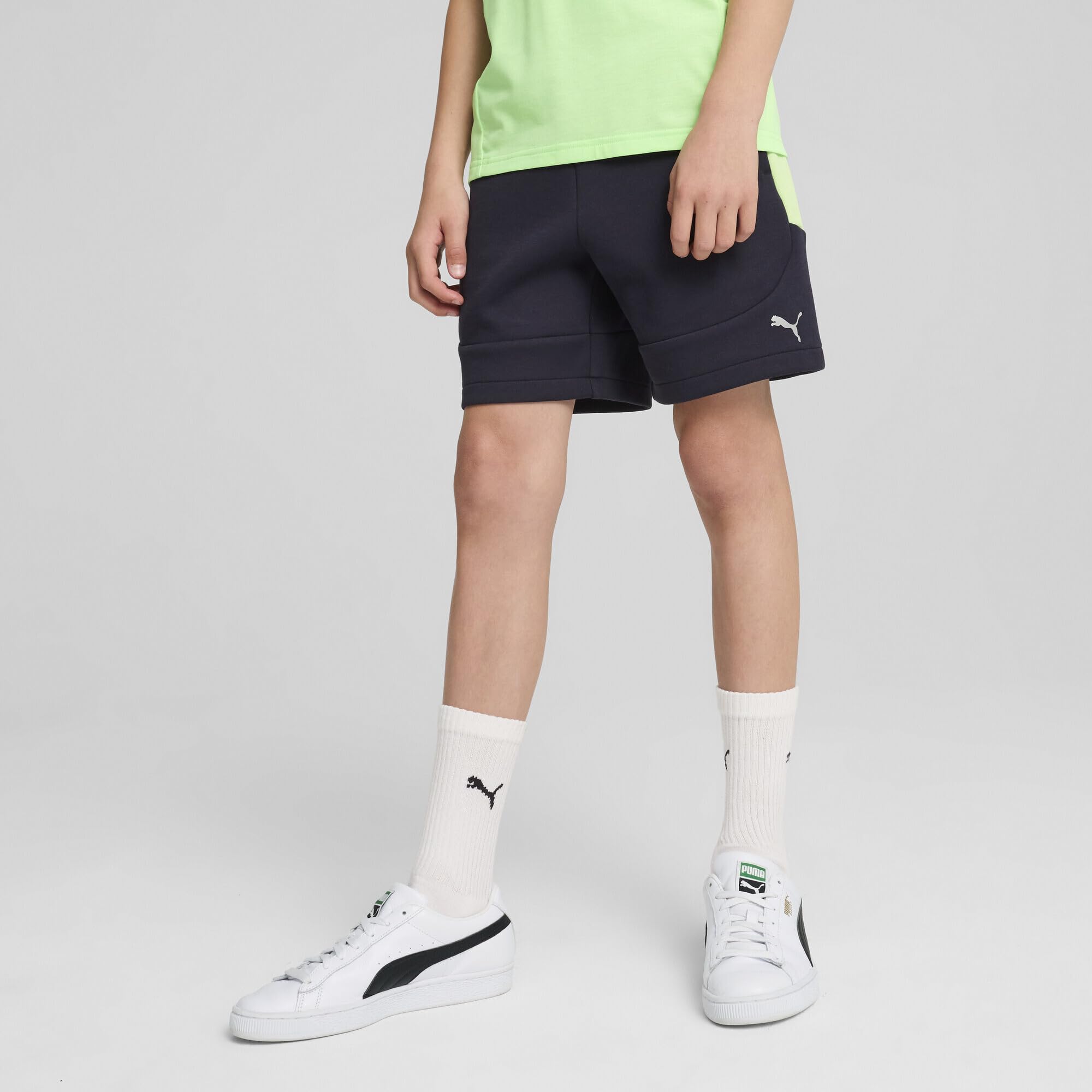 PUMA - Evostripe Shorts Dk B, Pantaloncini Lavorati a Maglia Bambini e Ragazzi