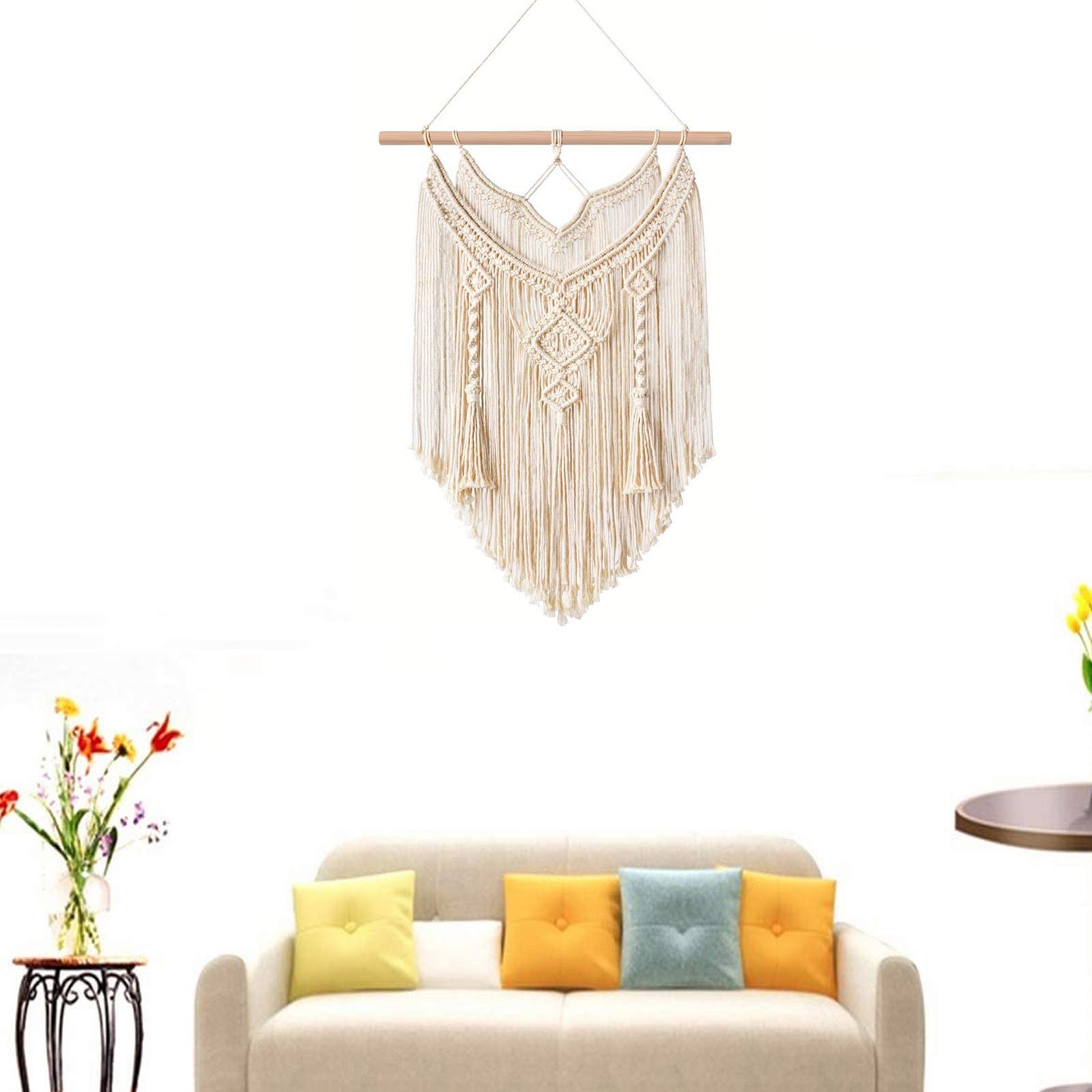 IGTOPS Boho Macramè Appeso a Parete, Arazzo da Tessuto a Mano in Bohémien, per Soggiorno, Camera da Letto, Cameretta dei Bambini, 127x77cm