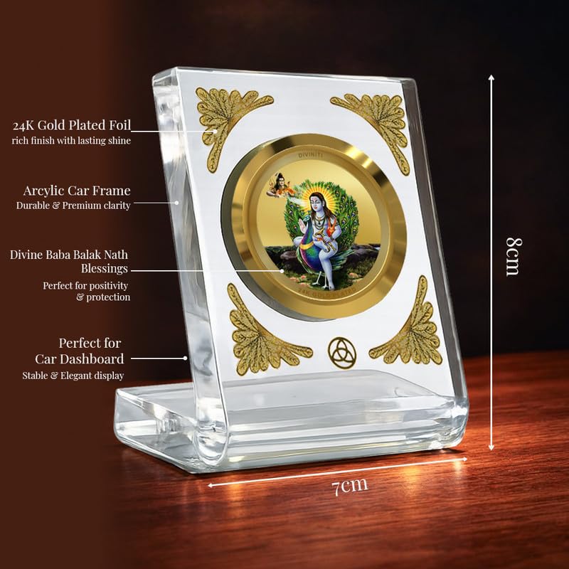 Image of DIVINITI 24K Gold Plated Religious Car Dashboard Frame | Premium God Idol Frame for Car, Home Mandir & Office Table | Spiritual Gift, Decorative Showpiece