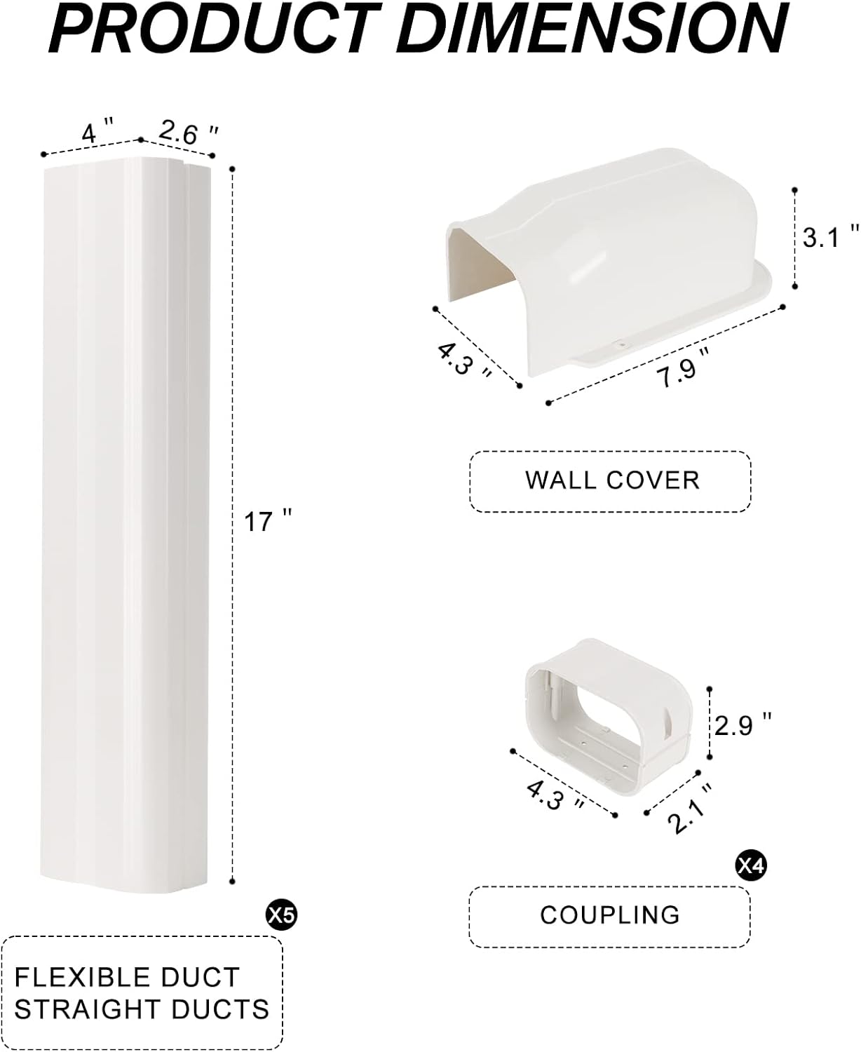 BEWAVE 4" W 9 Ft Mini Split Line Set Cover Kit, Decorative PVC Tubing Cover Kit for Mini Split Air Conditioners and Heat Pumps Systems