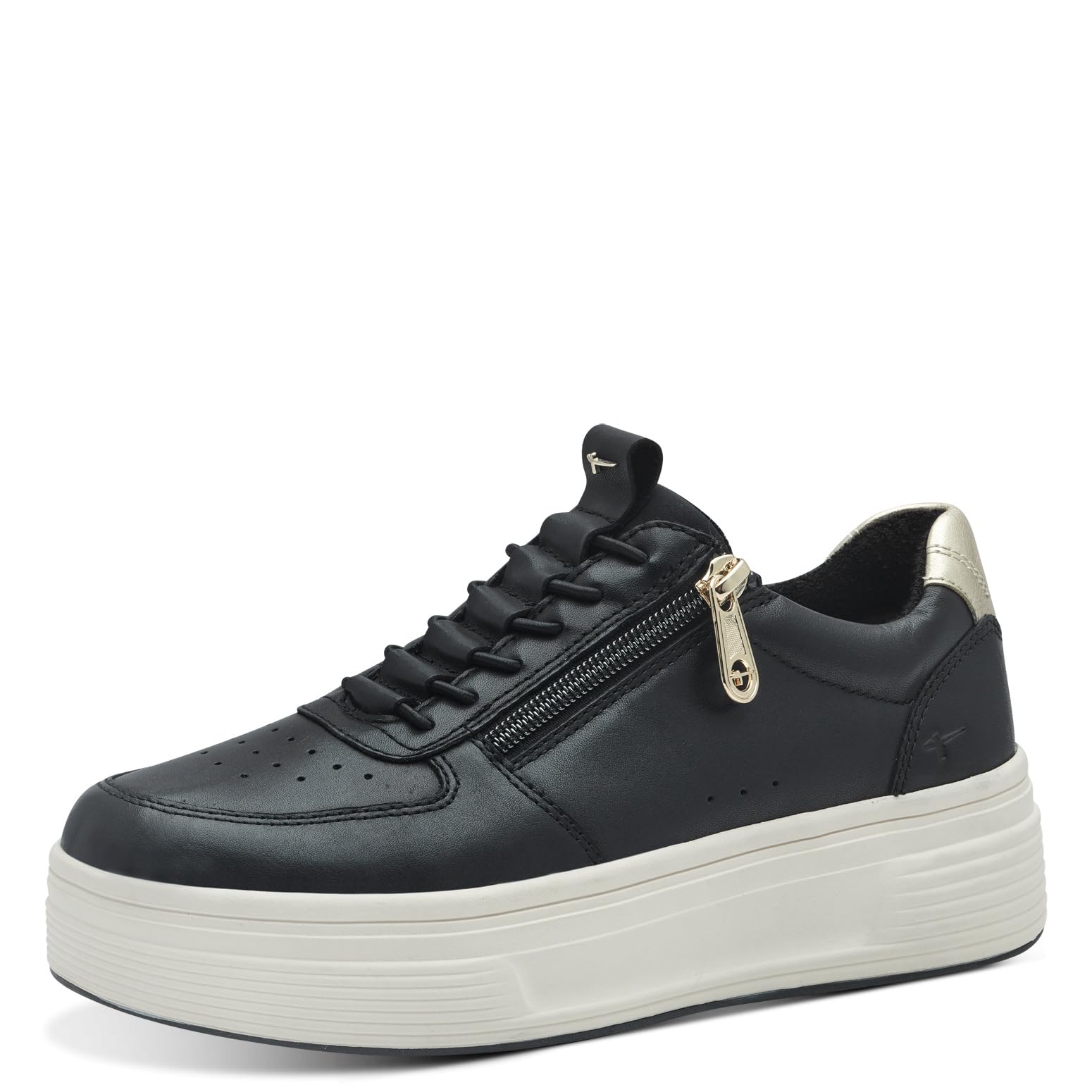 Tamaris Comfort Women’s Platform Sneakers with Zip Comfortable, Black/Gold, 7,5 UK