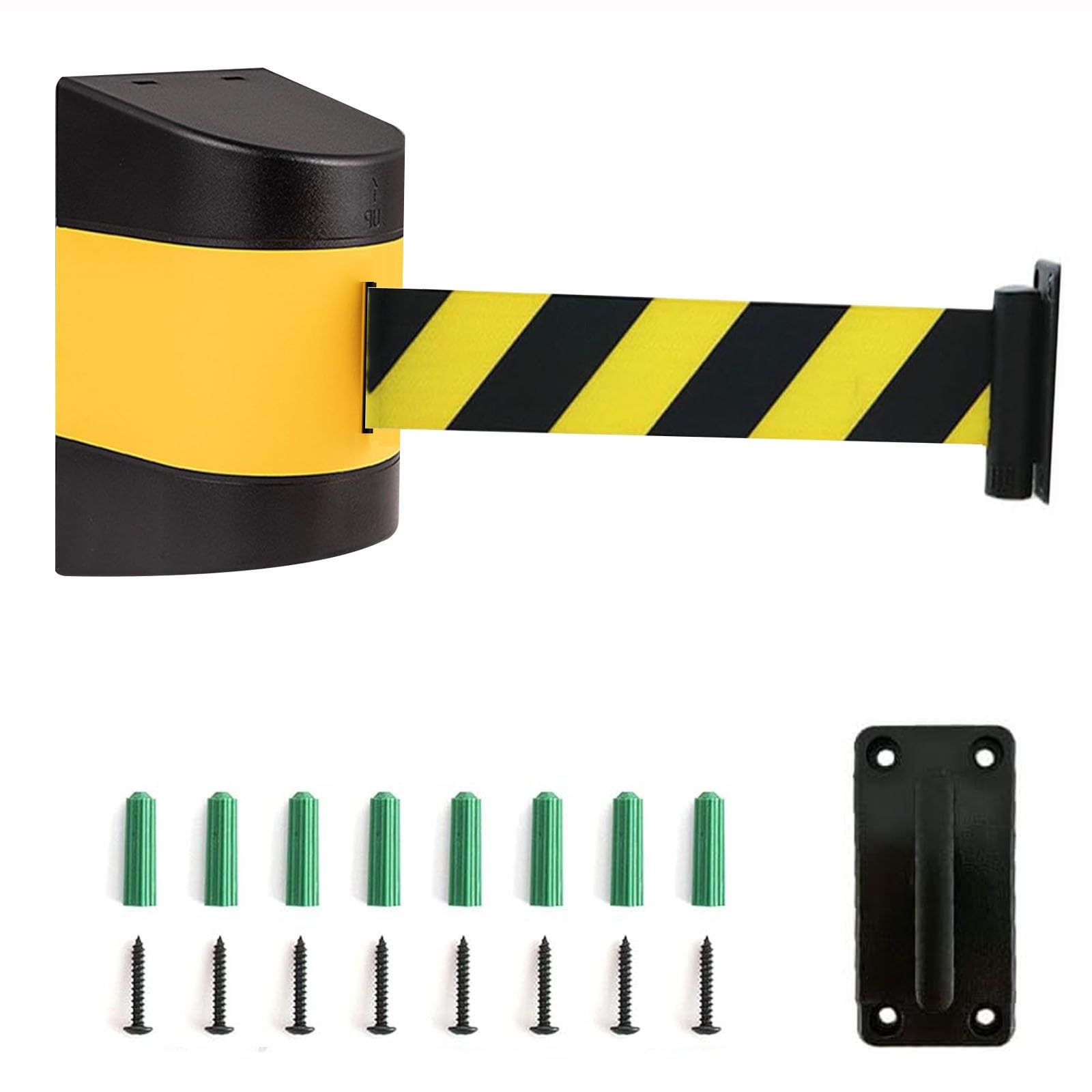CAIFEXUE 2/3/5/10M Retractable Belt Barrier, with Mounting Accessories, Wall Mount Safety Cordon Barrier,Queuing Safety Tape Cordon/a/5M/16.4Ft