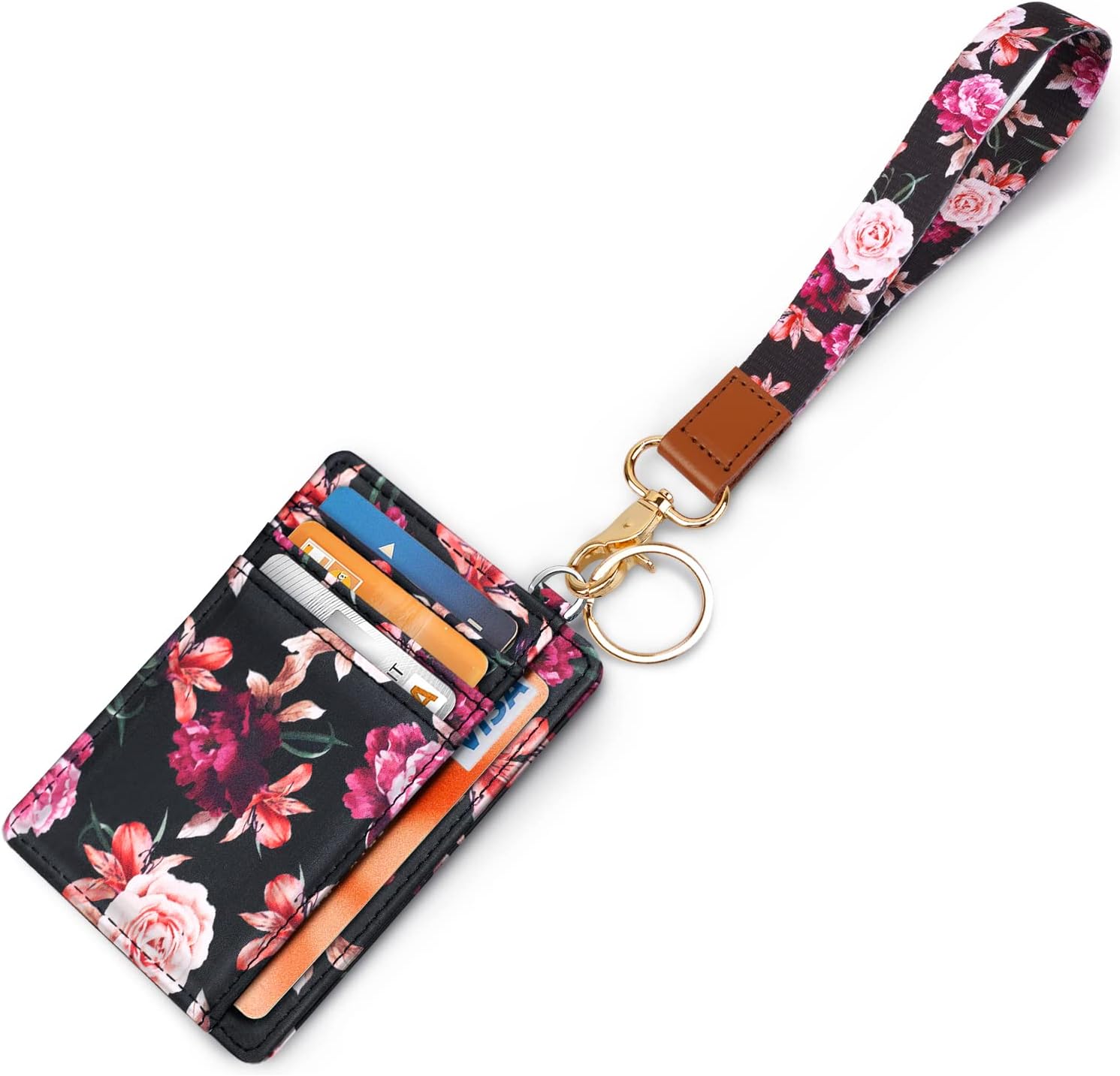 Slim Front Pocket Wallet RFID ID Card Holder Cute Small Wallet with Keychian for Women