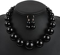 Vista 2 de KOSMOS-LI - Gargantilla de imitación de perlas grandes y aros combinados