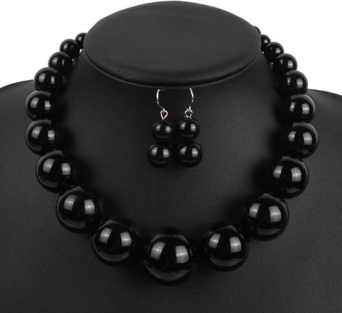 Miniatura 2 de KOSMOS-LI - Gargantilla de imitación de perlas grandes y aros combinados