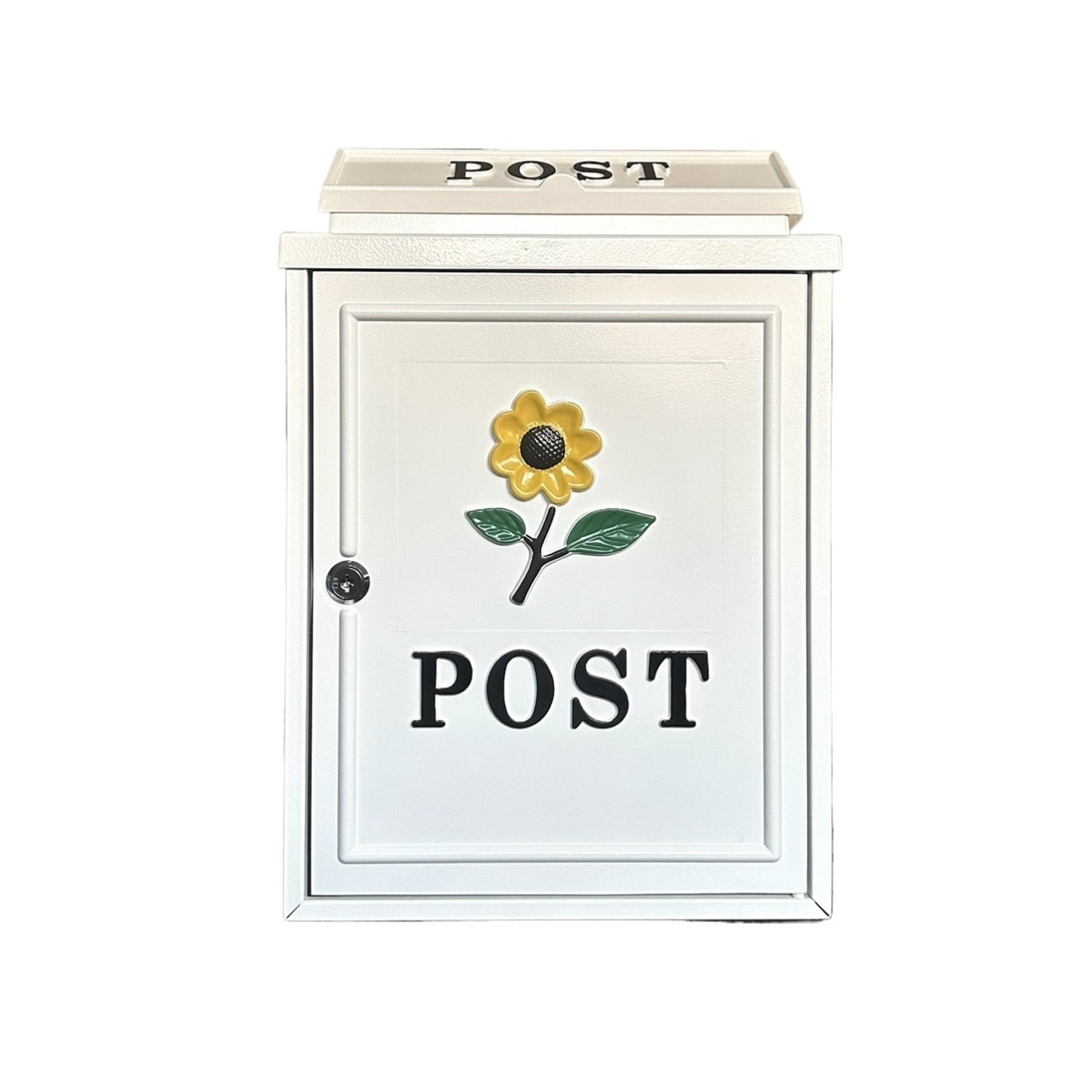 Post Box Villa Letter Box Rain-Proof Old-Fashioned Mailbox Outdoor Creative(White Sunflower Spot)