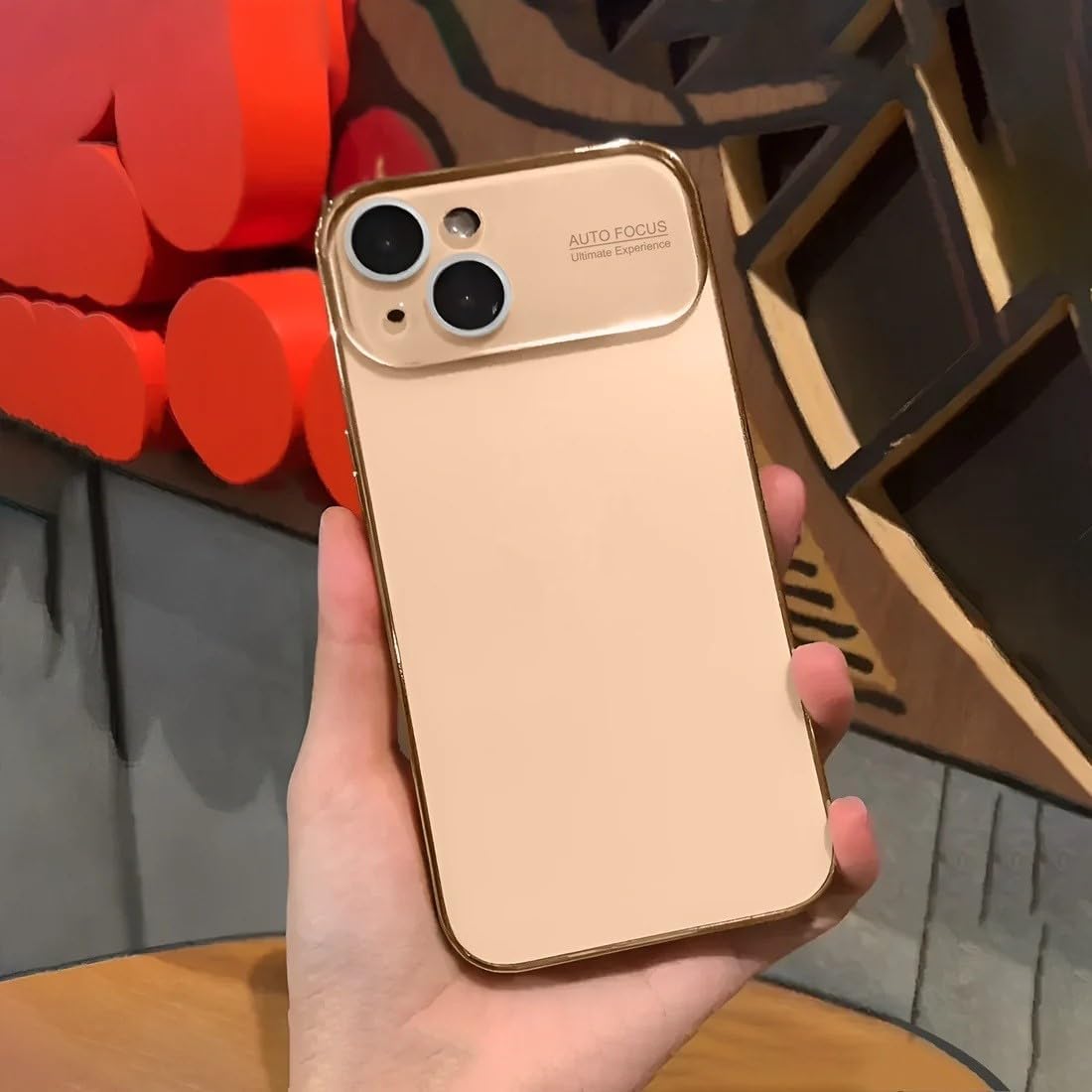 Exotic Flourish Compatible with iPhon 14 Plus Luxury Auto Focus Case Soft Matte PC Glass Protective Camera Lens Plating TPU Back Cover Compatible with iPhon 14 Plus (Matte Gold)