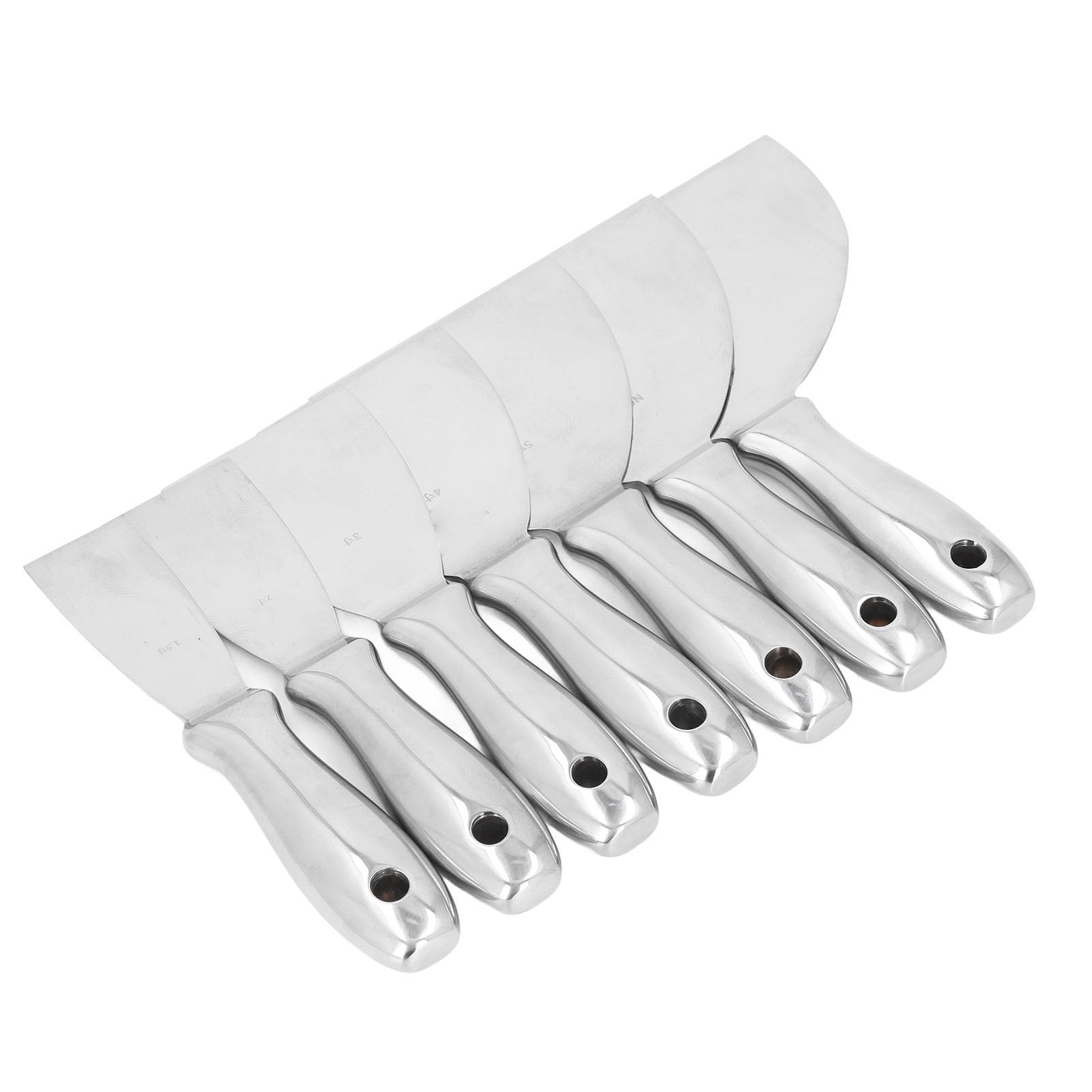 Bewinner Ensemble de 7 Couteaux à Mastic en Acier Inoxydable, Couteau pour Cloisons Sèches, Grattoir à Peinture pour Enlever le Papier Peint, Application de Mastic, Plâtre, Ciment, Kit d'outils