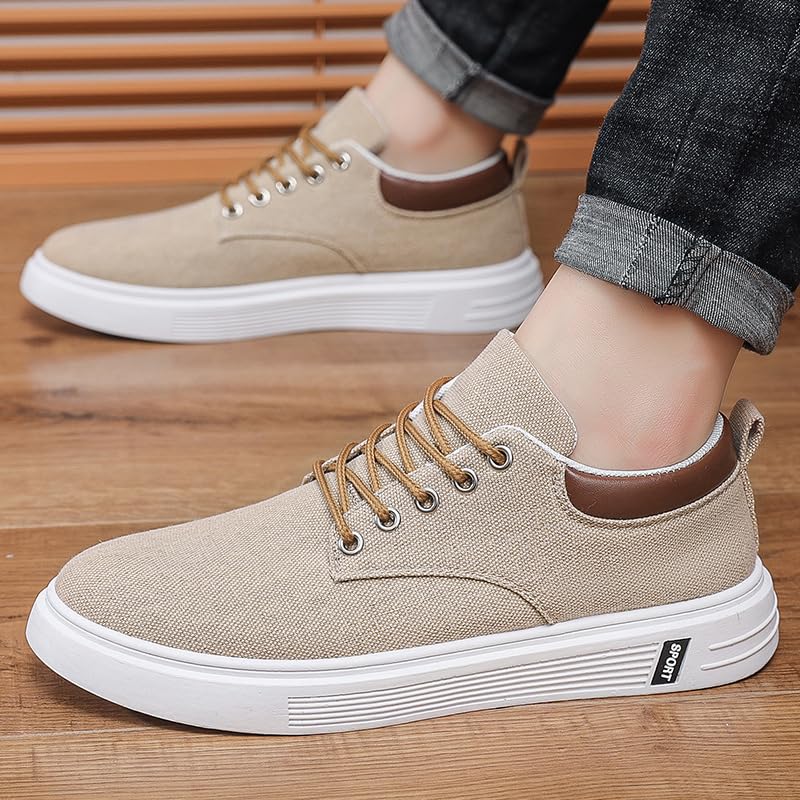 Men's Sports Shoes, Casual lace-up high-top Sneakers, Featuring a Thick Sole, Breathable Fabric Upper, Round Toe Design, and a Comfortable Shoe Style Suitable for All Seasons to wear.2