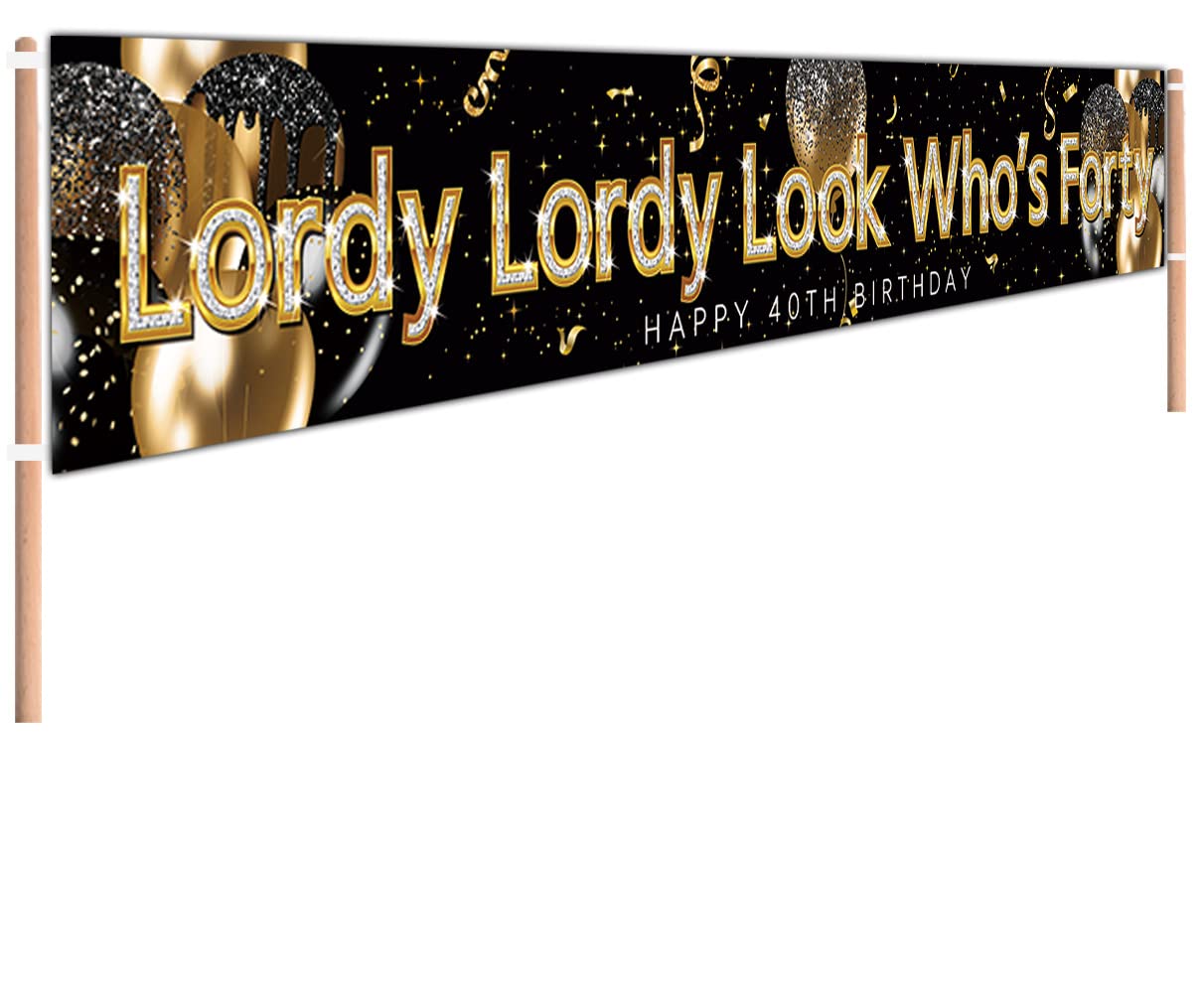 Hrystarad 9.8 ft x 1.6 ft Large Lordy Lordy Look Who's 40 Sign Banner Funny Forty Birthday Decoration for Indoor Outdoor 40th Birthday Party Supplies
