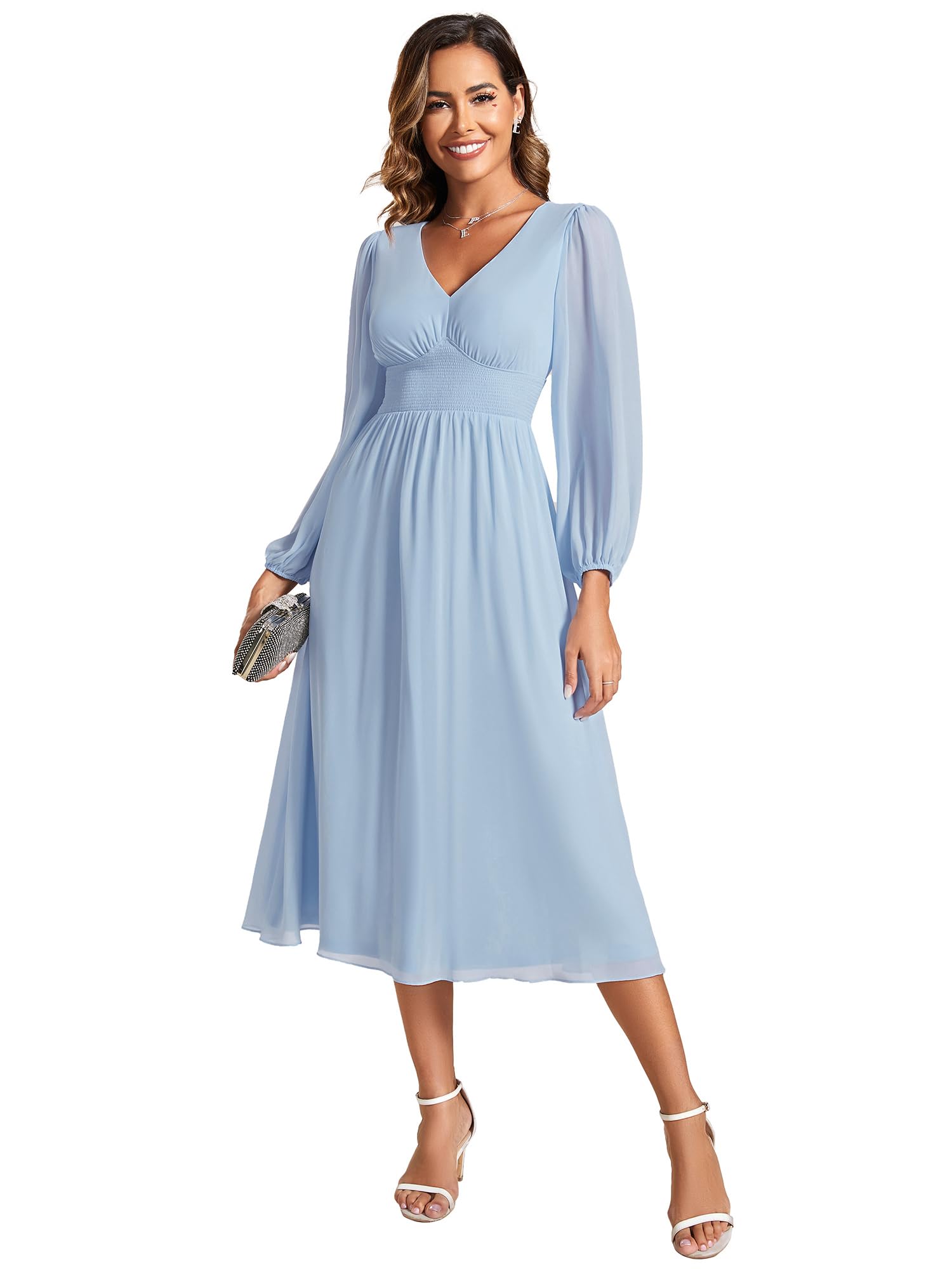 Ever-Pretty Damen Abendkleider Elegant A-Line Knielang Cocktailkleid Elegant für Hochzeit Festliche Kleider Ballkleid 42
