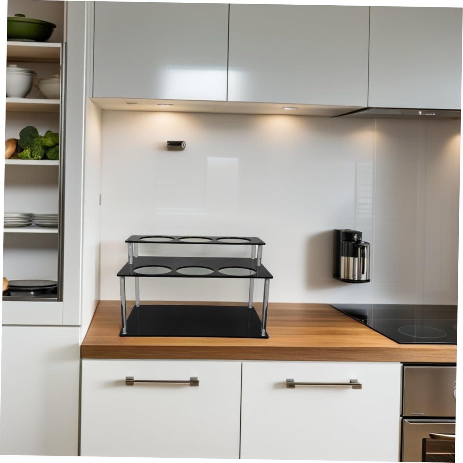 PRETYZOOM 2Tier Seasoning Bottle Stand for Kitchen Coffee Bar Sturdy Space Saving Syrup Bottle Holder Design for Modern Decor