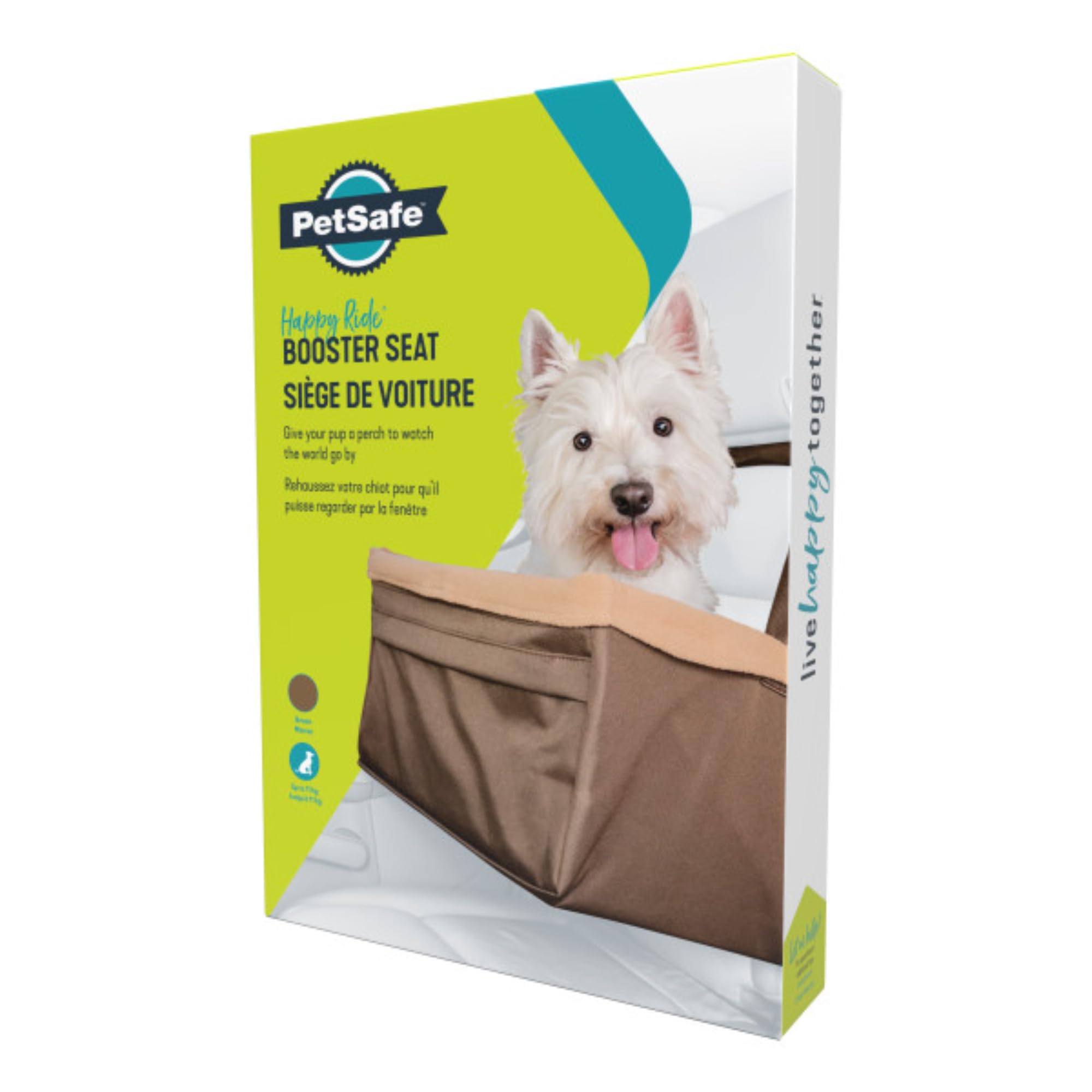 PetSafe Happy Ride fotelik bezpieczeństwa dla psów, nadaje się do prania w pralce, dla zwierząt domowych o wadze do 11 kg, brązowy