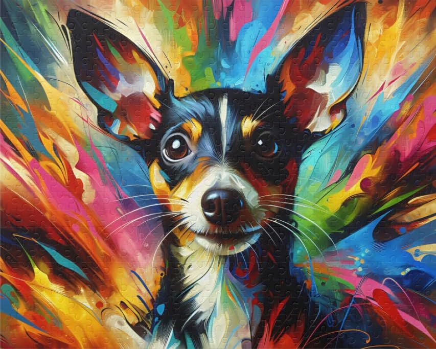 Rat Terrier Dog Jigsaw Puzzle | 1000 Pieces | Ratting Terrier Gifts For Family, Kids, Pet Dog Lovers