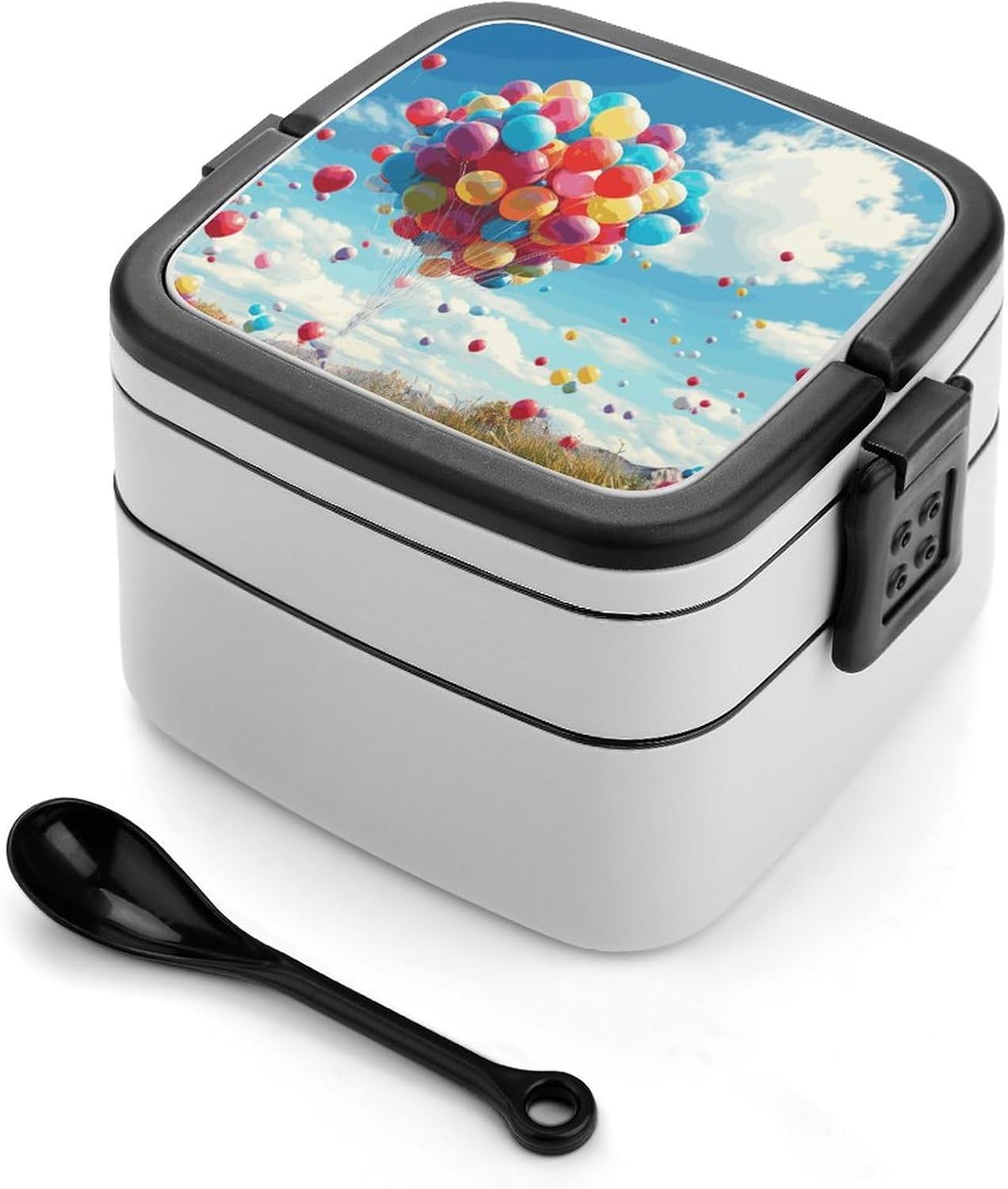 Adult Lunch Box Colorful Balloons Printed Bento Box Portable Lunch Box with Spoon And Handle Bento Boxes for Workand Picnics