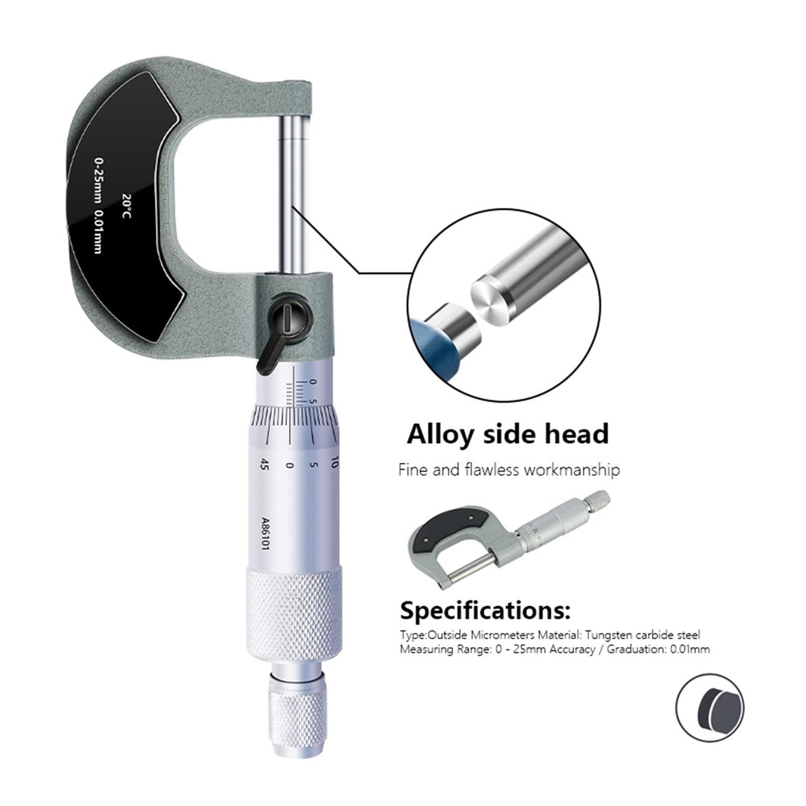 Mikrometr, Caliper mikrometrowy 0-25mm 0-25 mm 0,01 Przechowywanie Mikrometr Metryczny Miernik Suwmiarka do pomiaru stali węglowej