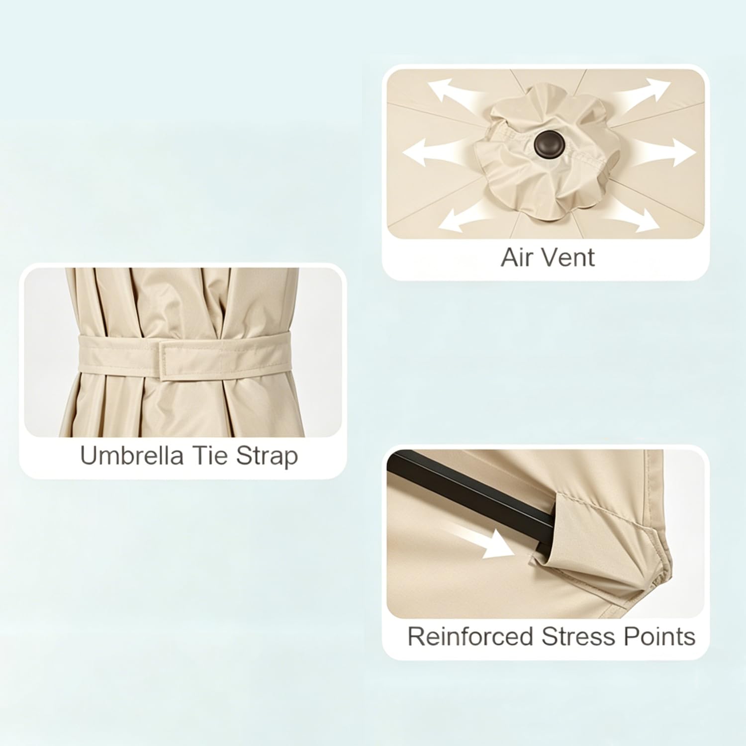 Telo Ricambio Ombrellone 4 m 8 Stecche, Ventilato Baldacchino | Rechange Telo per Ombrellone, Copertura di Ricambio per Ombrellone da Esterno Giardino, Impermeabile Parasole Baldacchino