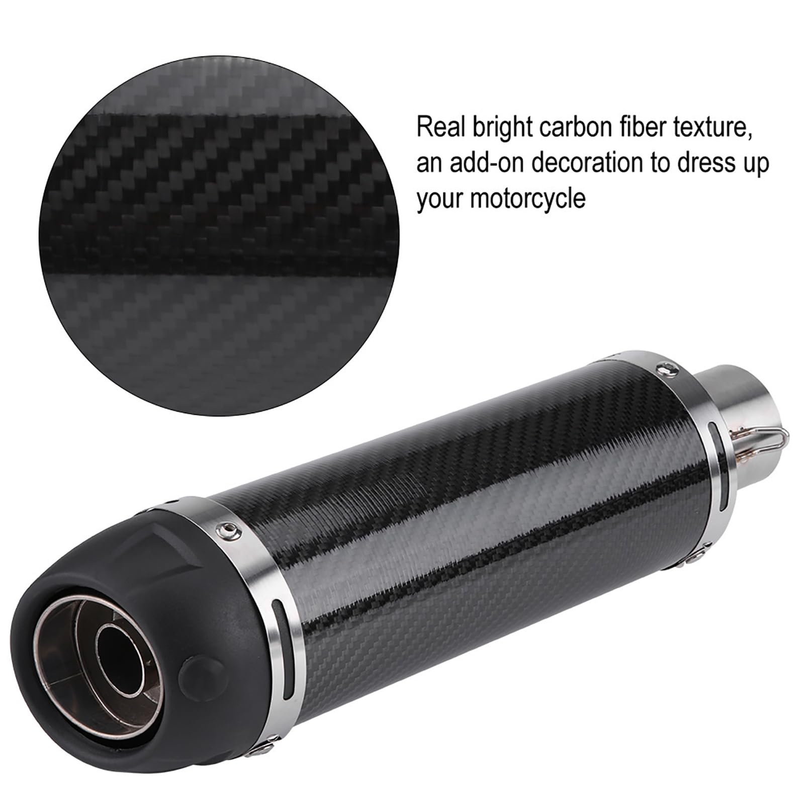 Silenziatore Scarico Moto 51mm Fibra di Carbonio DB Killer | Acciaio Inossidabile, Rivestimento Resistente Al Calore, DB Killer Rimovibile, Scooter ATV per Moto, Tubo di Fuga da 38 Mm