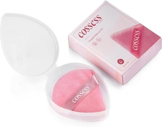 Cossess Triangle Puff WITH Box – Soft Face Triangle Makeup Puff for Loose Powder, Body Cosmetics, Foundation Sponges, Beau...