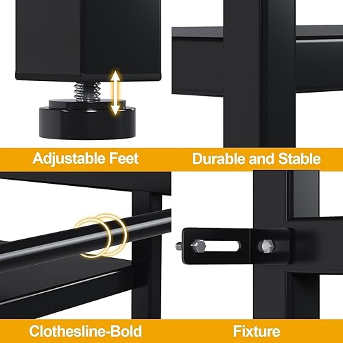 Miniatura 6 de Estante de almacenamiento para secadora y resistente sobre la lavadora organizador de lavandería de acero con barra de secado de ropa, estante que