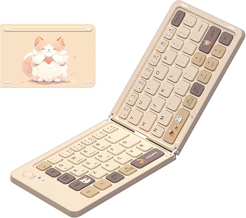 Miniatura 15 de Teclado y ratón inalámbricos, teclas redondas estilo máquina de escribir retro de 2.4GHz, combo de teclado y ratón inalámbrico de tamaño completo,