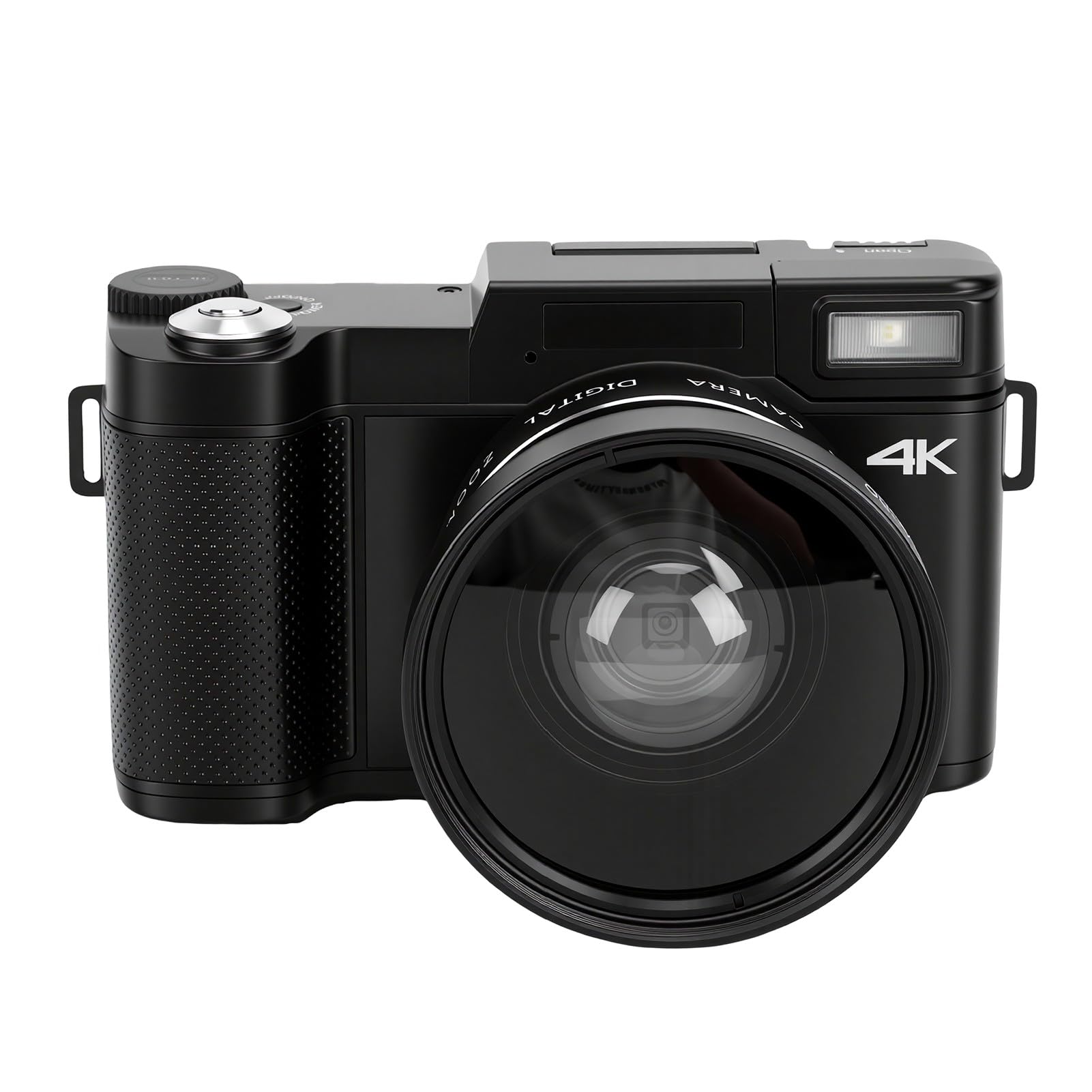 ASHATA Fotocamera digitale 4K da 48 MP con schermo ribaltabile, kit di accessori per obiettivo grandangolare con microfono remoto per treppiede per fotografia